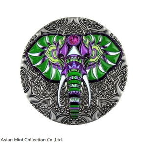 2019 - Elephant Mandala Collection 2 oz Antique finish Silver Coin 5$ Niue