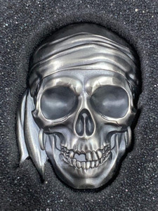 2017 1 oz Palau Pirate Skull High Relief Antiqued Silver Coin