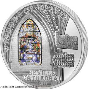 2011 - COOK ISLANDS - 10$ - WINDOWS OF HEAVEN SEVILLA - SILVER PROOF COIN physical Themes & Pop Culture No Show Mint