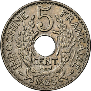 1938 - French Indochina Coin 5 Cents INDOCHINE FRANCAISE