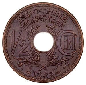 1938 - French Indochina Coin Half CENT Bronze INDOCHINE FRANCAISE