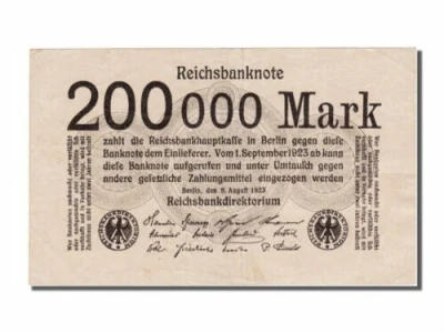 1923 GERMAN 200 000 MARK BANKNOTE-VERY GOOD
