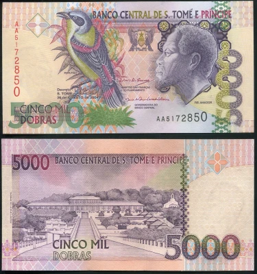 Sao Tome and Principe Banknote 5000 dobras 26.08.2004 Unc Cat