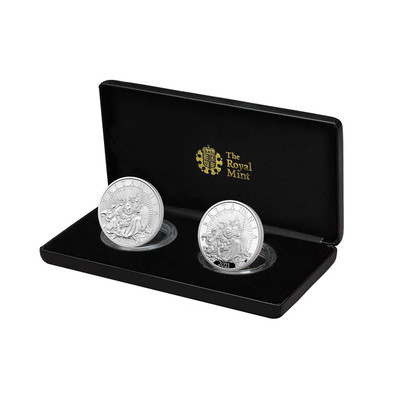 2021 UK Two Coin Silver Proof Set physical World Coins 