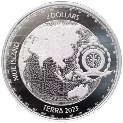 2023 $2 Terra 1oz .9999 Silver BU Niue Coin physical World Coins No Show Mint