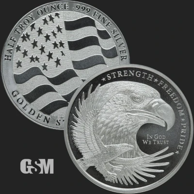 LOT OF 2 X 1/2 oz Pure Silver .999 Bullion Double Eagle Strength Freedom pride