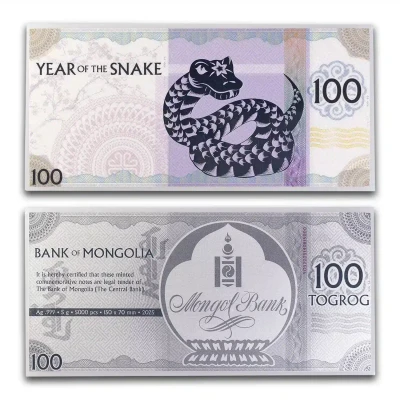 2025 Mongolia Lunar Year Collection Year of the Snake 5 Gram Silver Note
