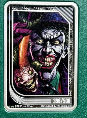 2025 Agoro The Art Of DC Trading Coin THE JOKER #396 Emerald Mintage 1oz Silver