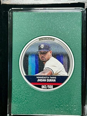 2024 Agoro MAJOR LEAGUE BASEBALL Silver Trading Coins Emerald Mintage - Jhoan Duran #62 Minnesota Twins