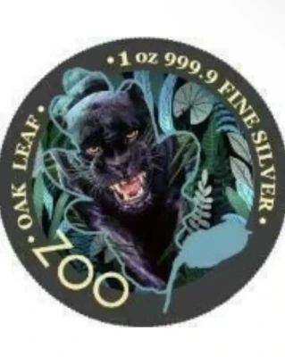 2019 5 Mark The Oak Leaf - Zoo Series - Black Panther 1 Oz Silver Coin