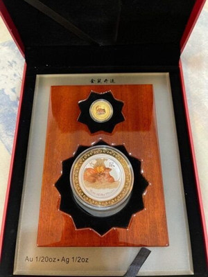 2008 Australia Lunar MOUSE Coloured Gold and Silver Set