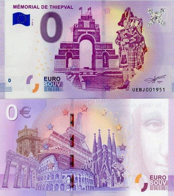 2018 - Banknote souvenir tourist memorial De Thiepval