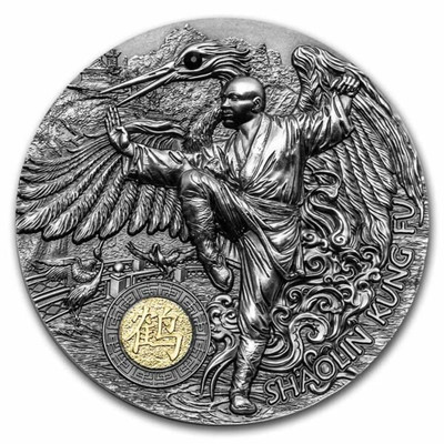 2022 - Martial Arts Styles - Shaolin Kung Fu Crane 2oz Silver Antiqued Coin