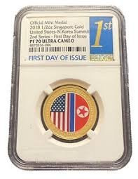 2018 Singapore Mint -US & North Korea Summit 1 oz Silver Medal NGC PF70 Ultra Cameo