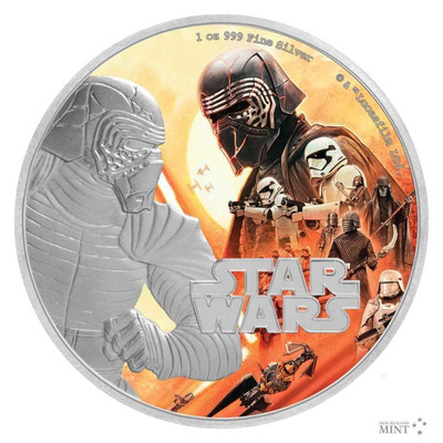 2019 Niue 1 oz Silver $2 Star Wars Rise of Skywalker: Kylo Ren physical Licensed & Pop Culture New Zealand Mint