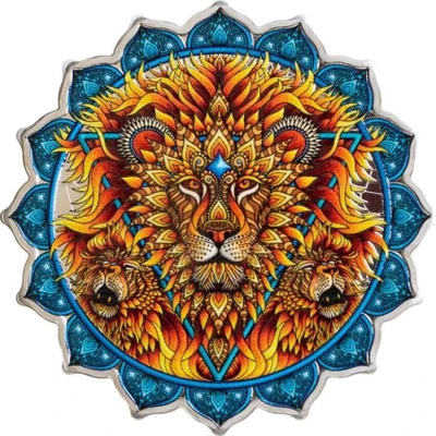 2023 Solomon Islands Lion of the 5th Chakra 2oz Silver Colorized Coin physical Themed Coins 
