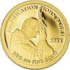 2011 SAMOA - $1 in 9999 Gold (0.5g), PP - BEATIFICATION OF JOHN PAUL II physical Gold Coins No Show Mint