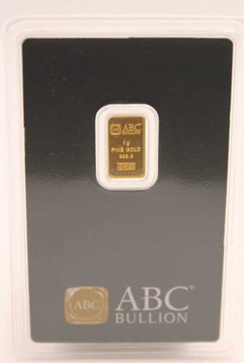 1g 999.9 ABC Bullion Minted Tablet Solid Fine Gold Ingot Certified Investor Bar physical Bullion ABC Bullion