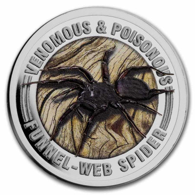 2022 Samoa Venomous &amp; Poisonous Funnel-Web Spider 1/2 oz. Silver Colorized Coin physical Themed Coins No Show Mint