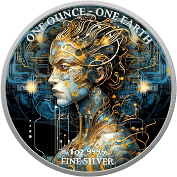 2022 - 1 Oz Silver $1 Fiji Glow In The Dark ARTIFICIAL INTELLIGENT BEAUTY Coin physical Themed Coins 