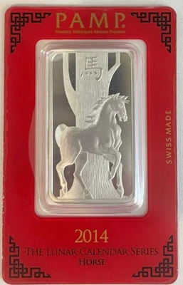2014 Pamp Suisse Lunar Calendar Series Horse 1 oz Silver Bar .999 physical Bullion & Precious Metals PAMP