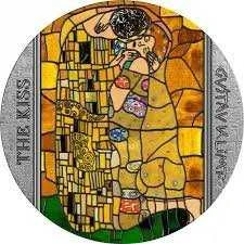 2023 Ghana Stained Glass Art The Kiss 2oz Silver Antiqued Coin physical World Coins Mint XXI