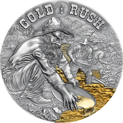 2021 - Gold Rush 50g Antique finish Silver Coin 2000 Francs CFA Cameroon physical Themes & Pop Culture Mint XXI