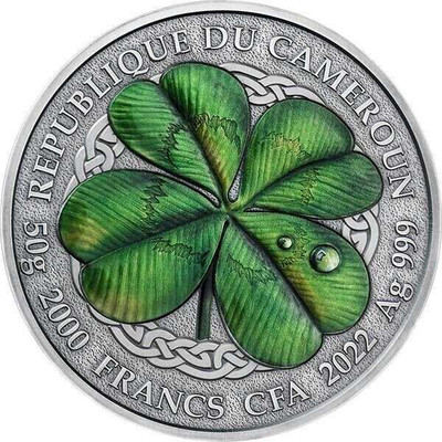 2022 - Keep Your Luck 50 g Antique finish Silver Coin 2000 Francs CFA Cameroun physical World Coins Mint XXI