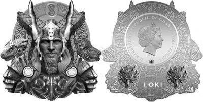 2023 Ghana Norse Gods Loki Silver Plated 34.3g CN Coin - 2,500 Mintage physical World Coins No Show Mint