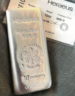 HERAEUS 10 OZ Silver Bar Bullion