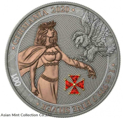 2020 Germania 5 Mark Red Crystal Cross 1 Oz .999 Silver Coin physical World Coins Germania Mint