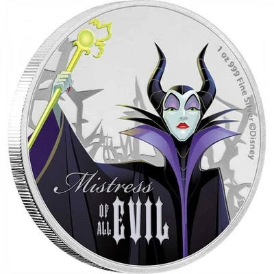 2018 - MALEFICENT Sleeping Beauty Disney Villains 1 Oz Silver Coin 2$ Niue physical Themes & Pop Culture No Show Mint
