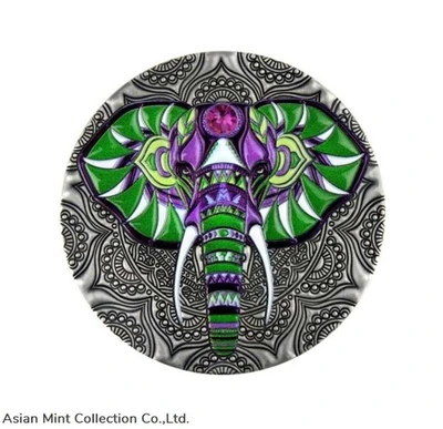 2019 - Elephant Mandala Collection 2 oz Antique finish Silver Coin 5$ Niue physical Themes & Pop Culture Mint XXI