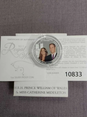 2011 Royal Wedding 1oz silver proof coin physical Themes & Pop Culture Perth Mint