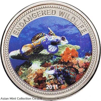 2011 - Endangered Wildlife Mandarin Fish $1 BU Color Palau physical World Coins No Show Mint