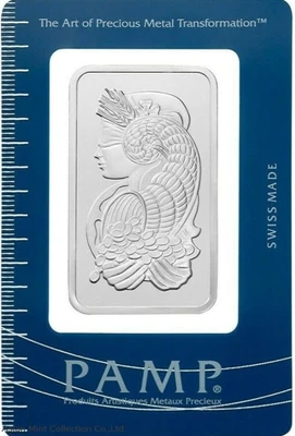 1 Oz PAMP Suisse Lady Fortuna Silver Bar .999 Fine (In Assay)