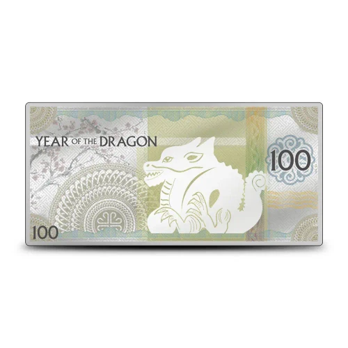 2024 5 Gram Colorized Mongolia Silver Year of the Dragon Note (Proof-like)
