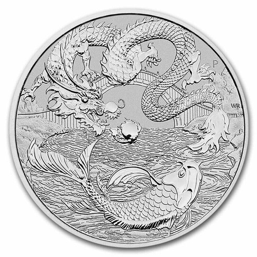 2023 - Australia 1 oz Silver Dragon & Koi Chinese Myths and Legends *ST*