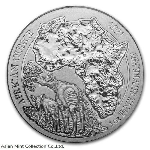 2021 - Rwanda 1 oz Silver African Okapi BU
