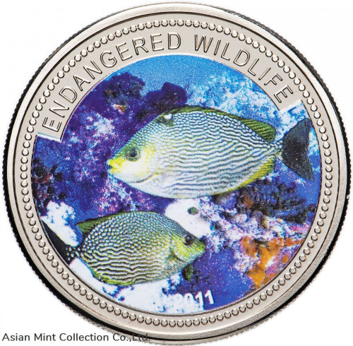 2011 - Palau Endangered Wildlife Streaked Spinefoot Fish $1 BU Color