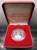 Large size commemorative coin of the Royal Barge Narai Song Suban, King Rama IX, polished silver (made by the Royal Thai Navy), 1996, with leather box.