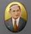 Locket of King Rama IX, gold background, silver back (large oval print), 25th anniversary souvenir of Srirattanakosin Foundation, Sutharam Temple, 2007, with original case.