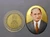 Locket of King Rama IX, gold background, silver back (large oval print), 25th anniversary souvenir of Srirattanakosin Foundation, Sutharam Temple, 2007, with original case.