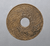 1 satang coin with hole, copper, Unalome - Phra Saeng Chak, year 1914, used