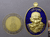 The auspicious coin of Luang Pu Sila Sirichanto (separate committee set, antique gold plated, blue enamel) commemorating the 80th birthday of Dharma Uthayan, Kalasin Province, year 2024.
