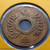 Copper Money 1 satang hole in 1918 (scrawl numerals) physical Thailand 