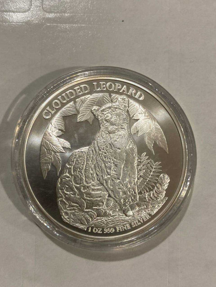 Cambodia 2023 3,000 Riels Clouded Leopard 1 oz .999 Silver Coloured