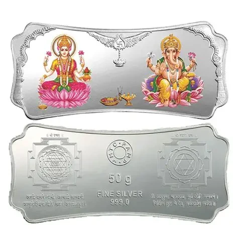MMTC-PAMP Lakshmi 50 grams colorized silver bar