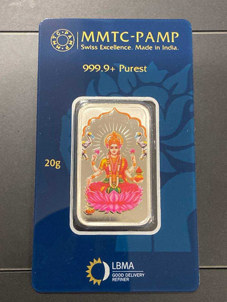 MMTC-PAMP Lakshmi 20 grams colorized silver bar