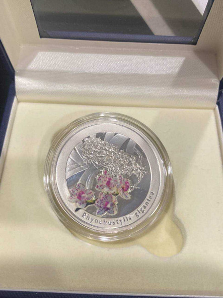 thai orchid commemorative Rhynchostylis gigantea silver coin